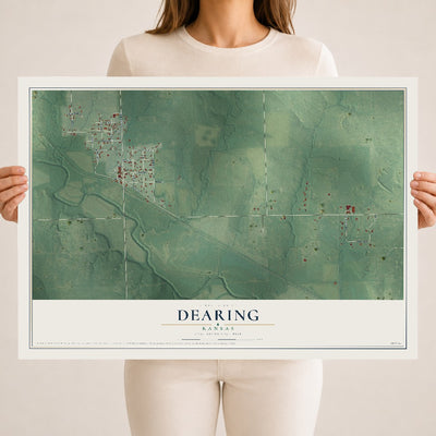Map of Dearing, Kansas, 18 x 24 inch unframed archival matte print