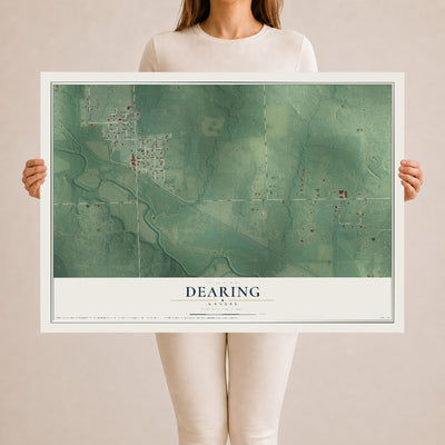Map of Dearing, Kansas, 24 x 36 inch unframed archival matte print