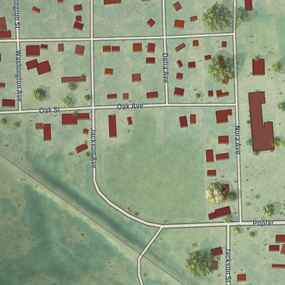 Close-up of the map of Delia, Kansas print showing street and building detail