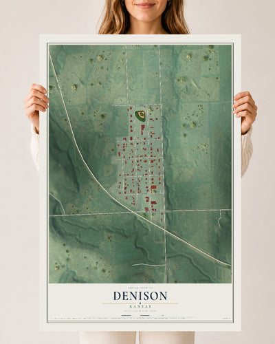 Map of Denison, Kansas, 24 x 36 inch unframed archival matte print