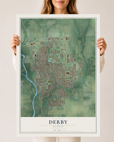 Map of Derby, Kansas, 24 x 36 inch unframed archival matte print