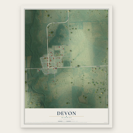 Devon, Kansas map print, the full design