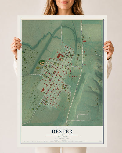 Map of Dexter, Kansas, 24 x 36 inch unframed archival matte print