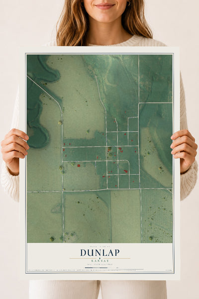 Map of Dunlap, Kansas, 18 x 24 inch unframed archival matte print