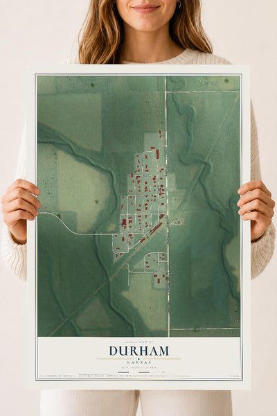 Map of Durham, Kansas, 18 x 24 inch unframed archival matte print