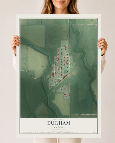 Map of Durham, Kansas, 24 x 36 inch unframed archival matte print