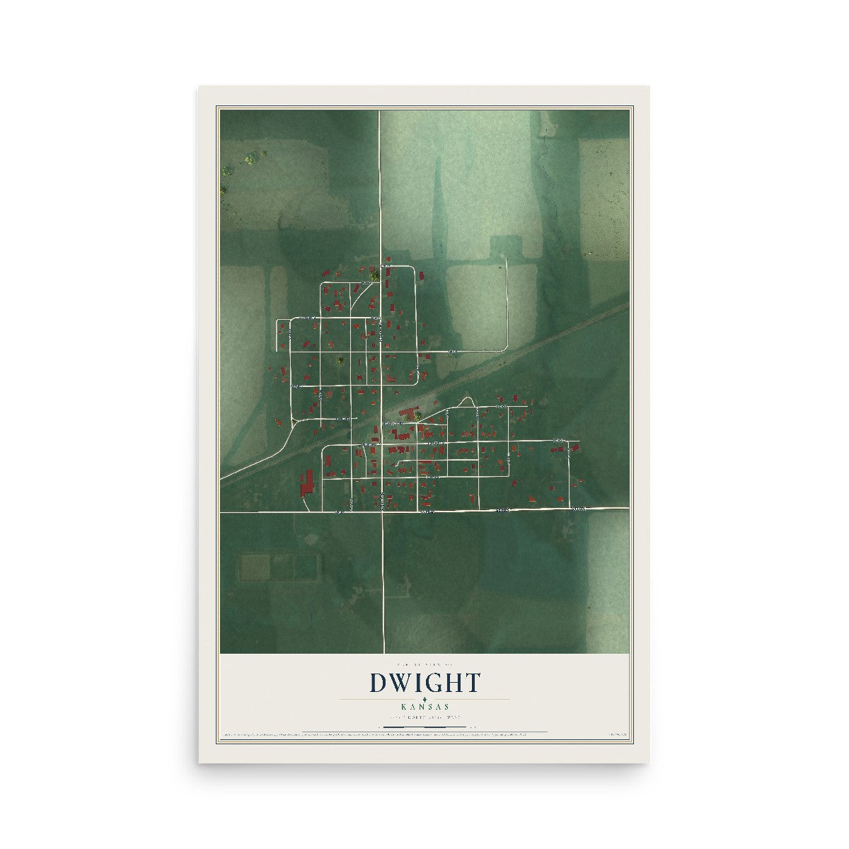 Map of Dwight, Kansas, 12 x 18 inch unframed archival matte print