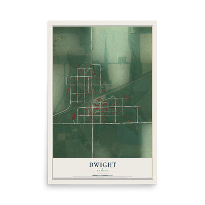 Map of Dwight, Kansas, 12 x 18 inch unframed archival matte print