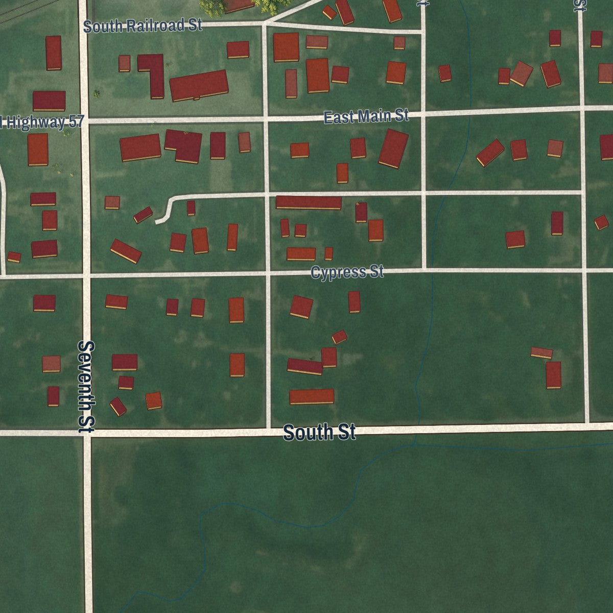 Close-up of the map of Dwight, Kansas print showing street and building detail
