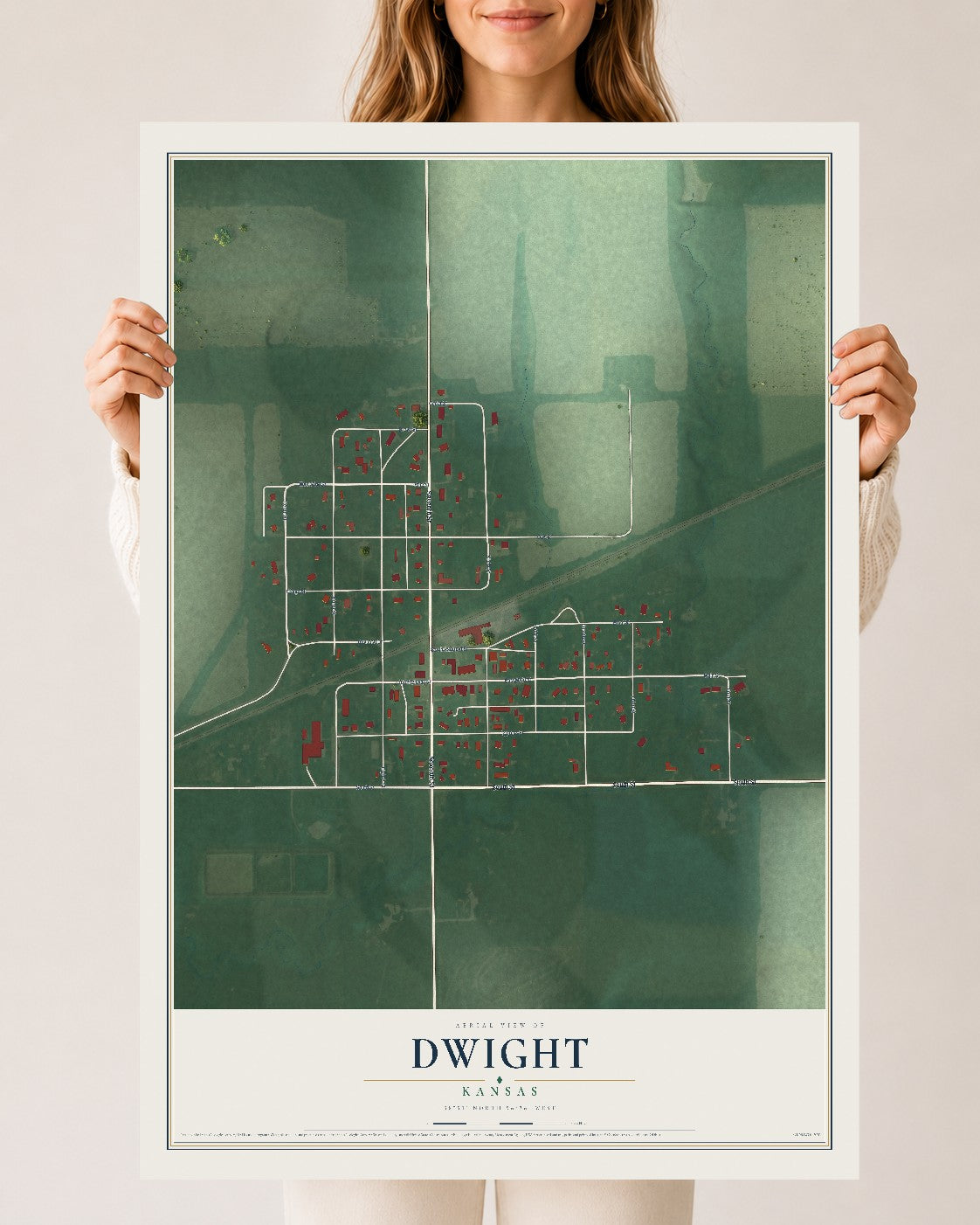 Map of Dwight, Kansas, 24 x 36 inch unframed archival matte print