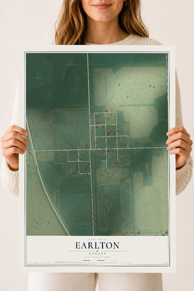 Map of Earlton, Kansas, 18 x 24 inch unframed archival matte print