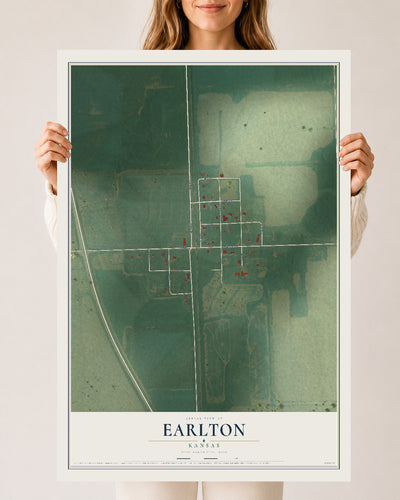 Map of Earlton, Kansas, 24 x 36 inch unframed archival matte print