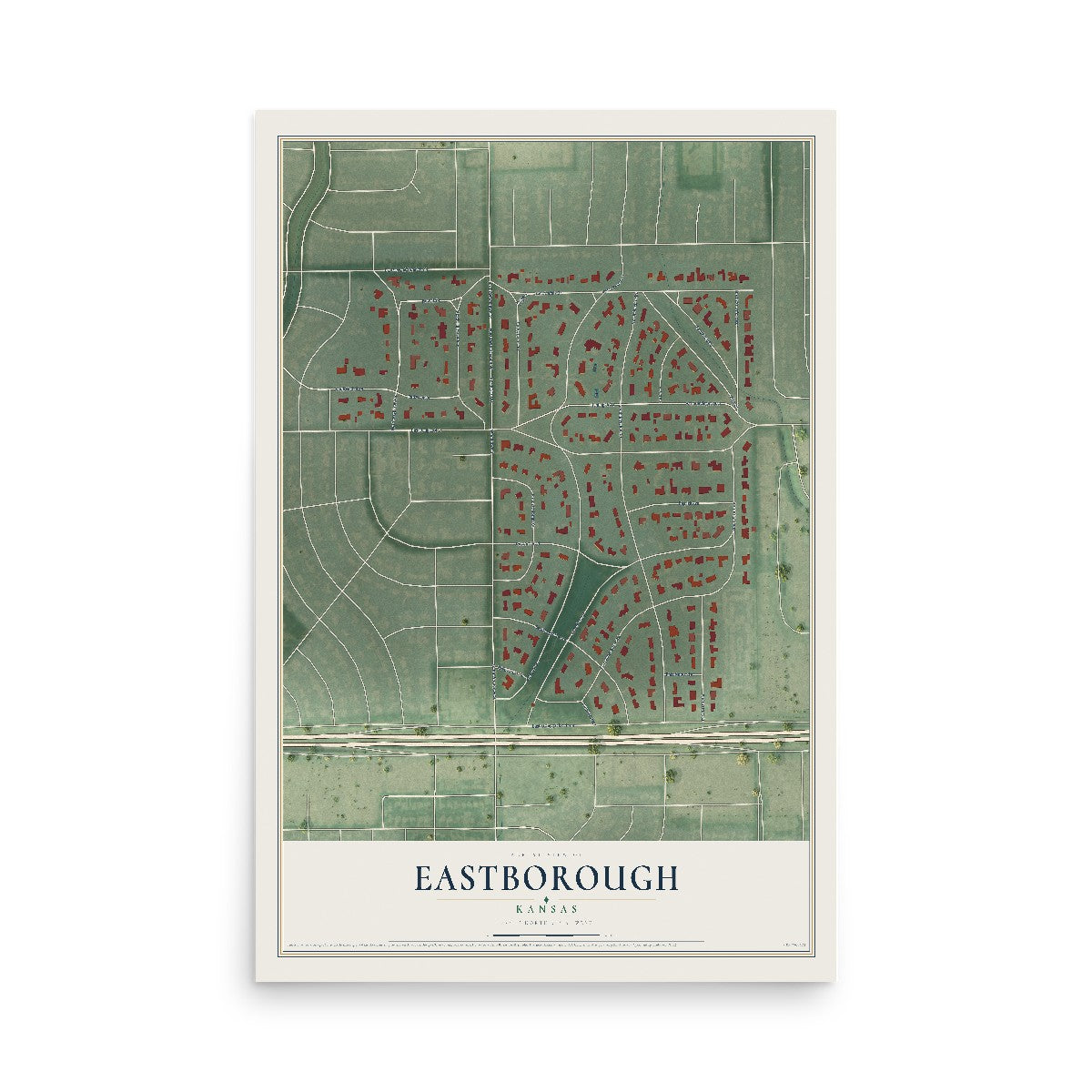 Map of Eastborough, Kansas, 12 x 18 inch unframed archival matte print