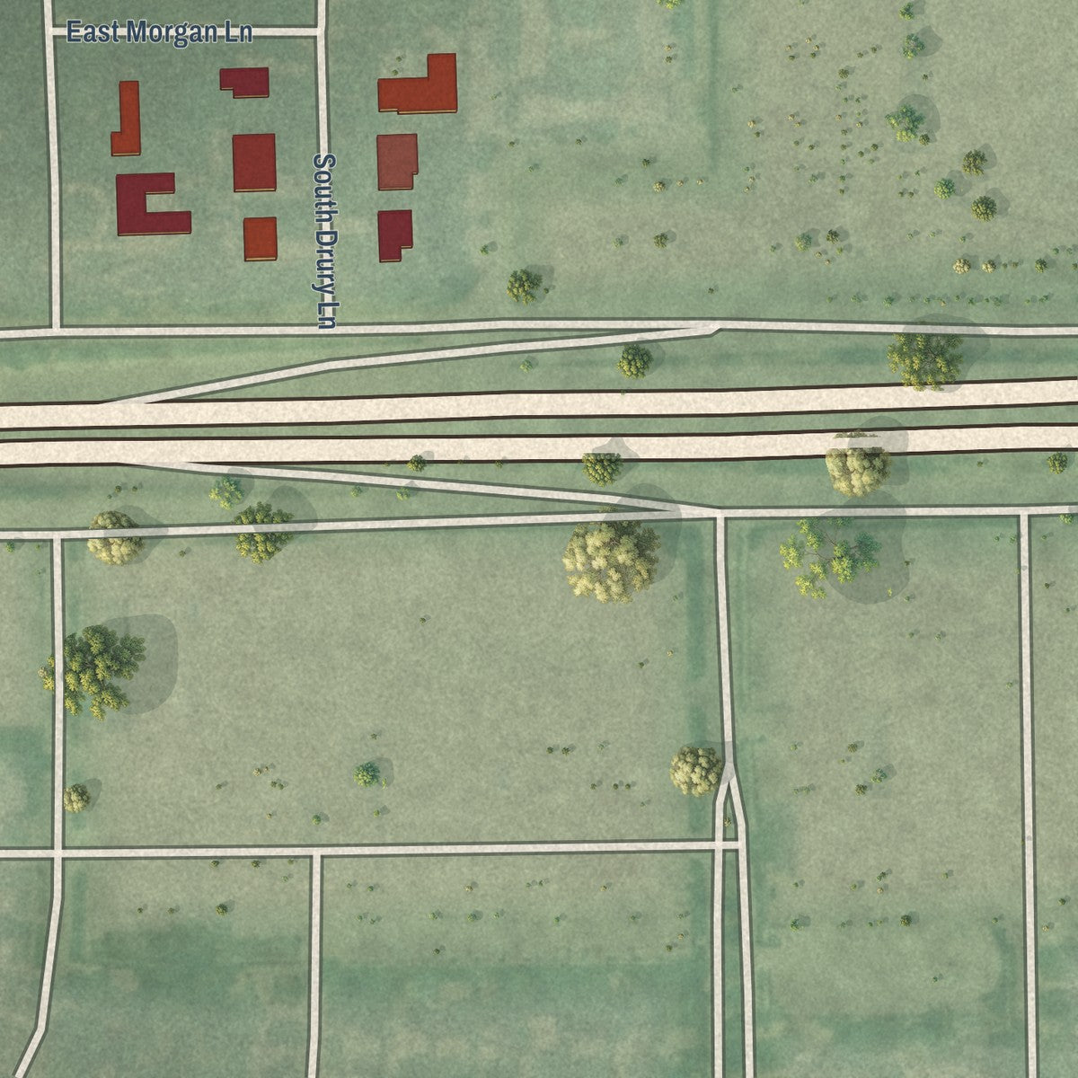 Second close-up of the map of Eastborough, Kansas print showing more streets and buildings