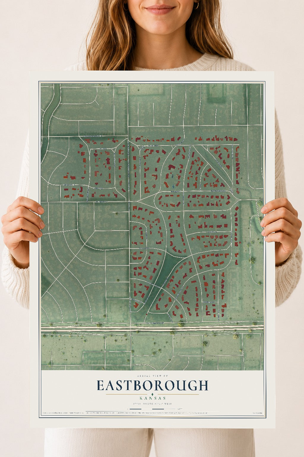Map of Eastborough, Kansas, 18 x 24 inch unframed archival matte print