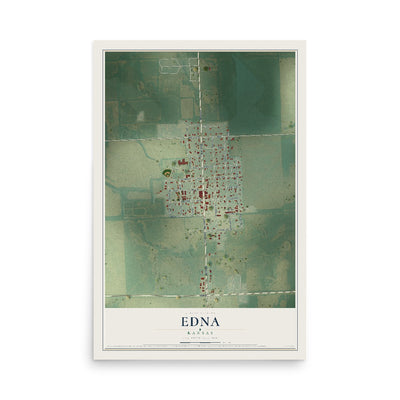 Map of Edna, Kansas, 12 x 18 inch unframed archival matte print