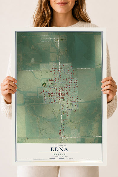 Map of Edna, Kansas, 18 x 24 inch unframed archival matte print