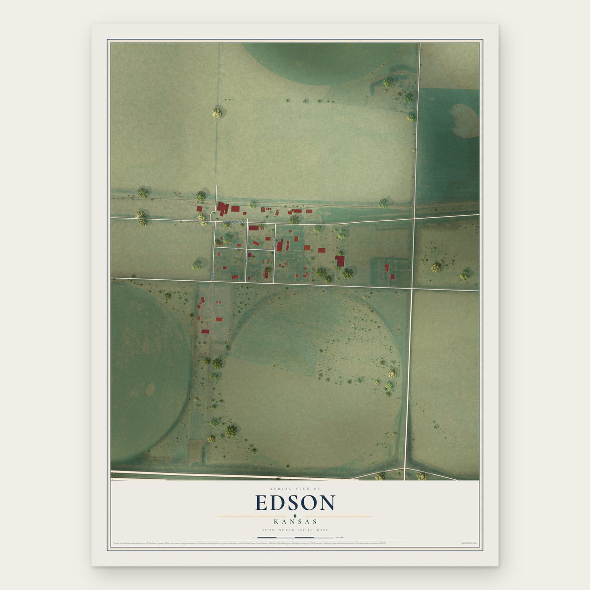 Edson, Kansas map print, the full design