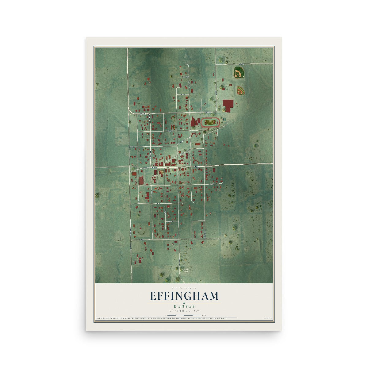 Map of Effingham, Kansas, 12 x 18 inch unframed archival matte print