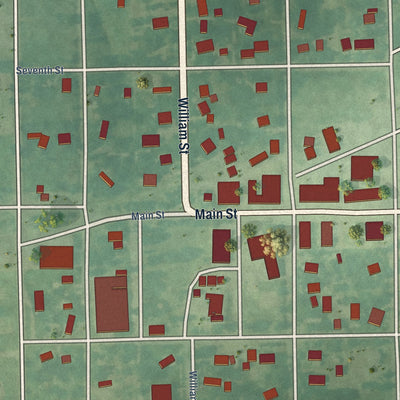 Close-up of the map of Effingham, Kansas print showing street and building detail