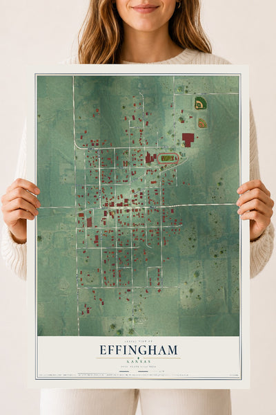 Map of Effingham, Kansas, 18 x 24 inch unframed archival matte print