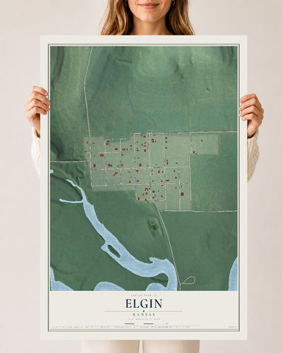 Map of Elgin, Kansas, 24 x 36 inch unframed archival matte print
