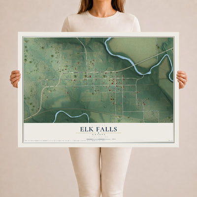 Map of Elk Falls, Kansas, 24 x 36 inch unframed archival matte print