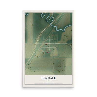 Map of Elmdale, Kansas, 12 x 18 inch unframed archival matte print