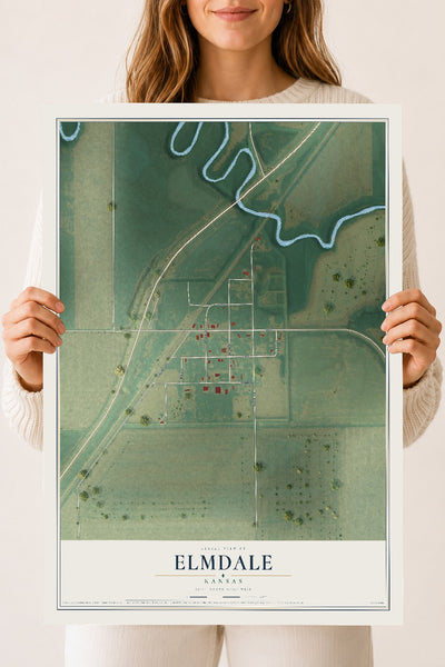 Map of Elmdale, Kansas, 18 x 24 inch unframed archival matte print