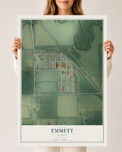 Map of Emmett, Kansas, 24 x 36 inch unframed archival matte print