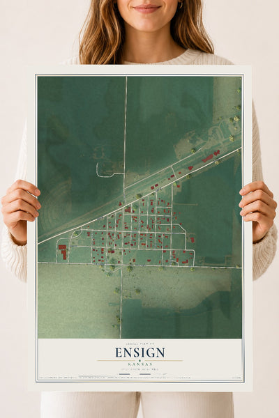 Map of Ensign, Kansas, 18 x 24 inch unframed archival matte print