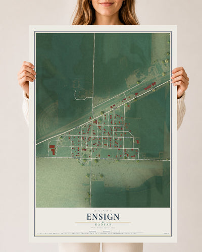 Map of Ensign, Kansas, 24 x 36 inch unframed archival matte print