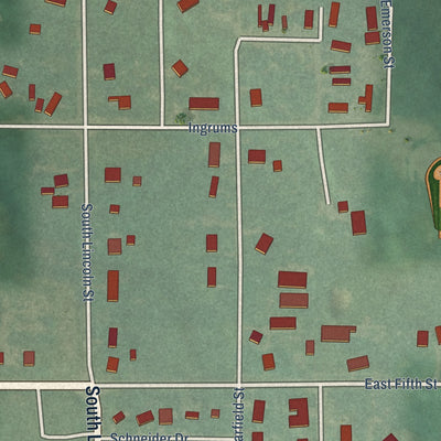 Second close-up of the map of Enterprise, Kansas print showing more streets and buildings