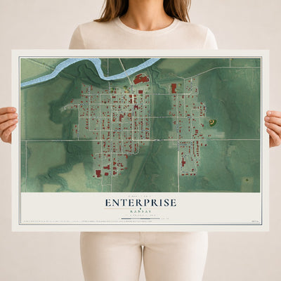 Map of Enterprise, Kansas, 18 x 24 inch unframed archival matte print