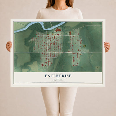 Map of Enterprise, Kansas, 24 x 36 inch unframed archival matte print
