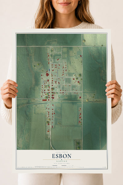 Map of Esbon, Kansas, 18 x 24 inch unframed archival matte print