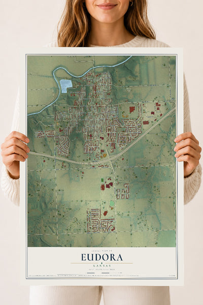 Map of Eudora, Kansas, 18 x 24 inch unframed archival matte print