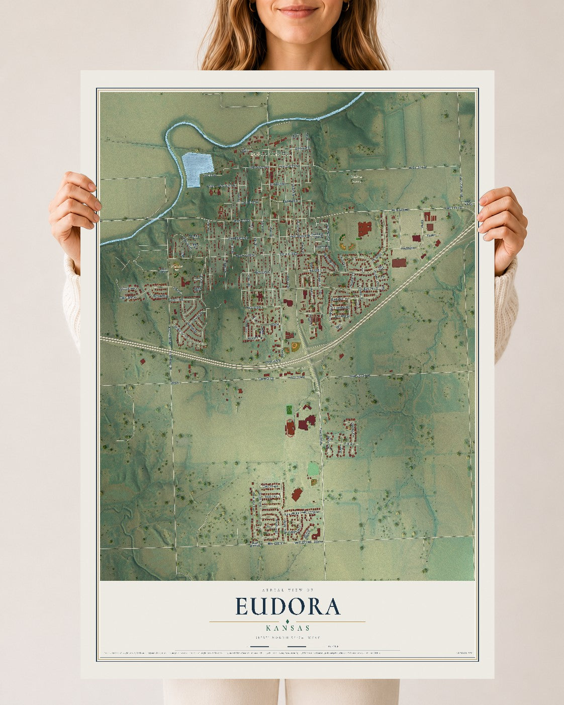 Map of Eudora, Kansas, 24 x 36 inch unframed archival matte print