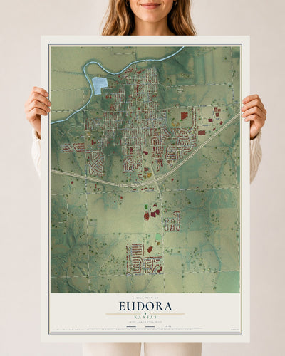 Map of Eudora, Kansas, 24 x 36 inch unframed archival matte print