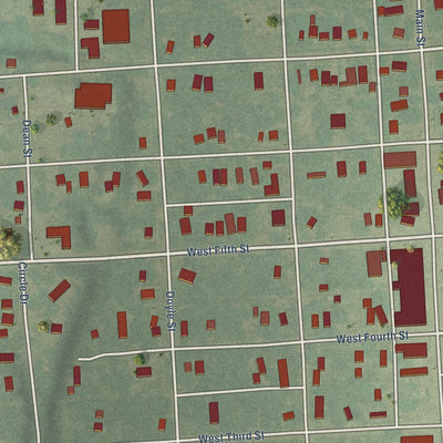 Close-up of the map of Florence, Kansas print showing street and building detail