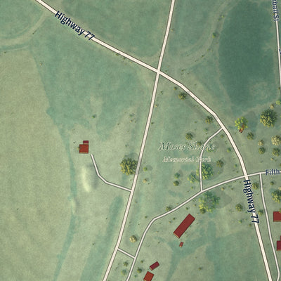 Second close-up of the map of Florence, Kansas print showing more streets and buildings