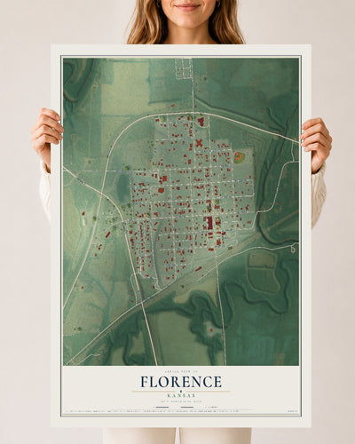 Map of Florence, Kansas, 24 x 36 inch unframed archival matte print