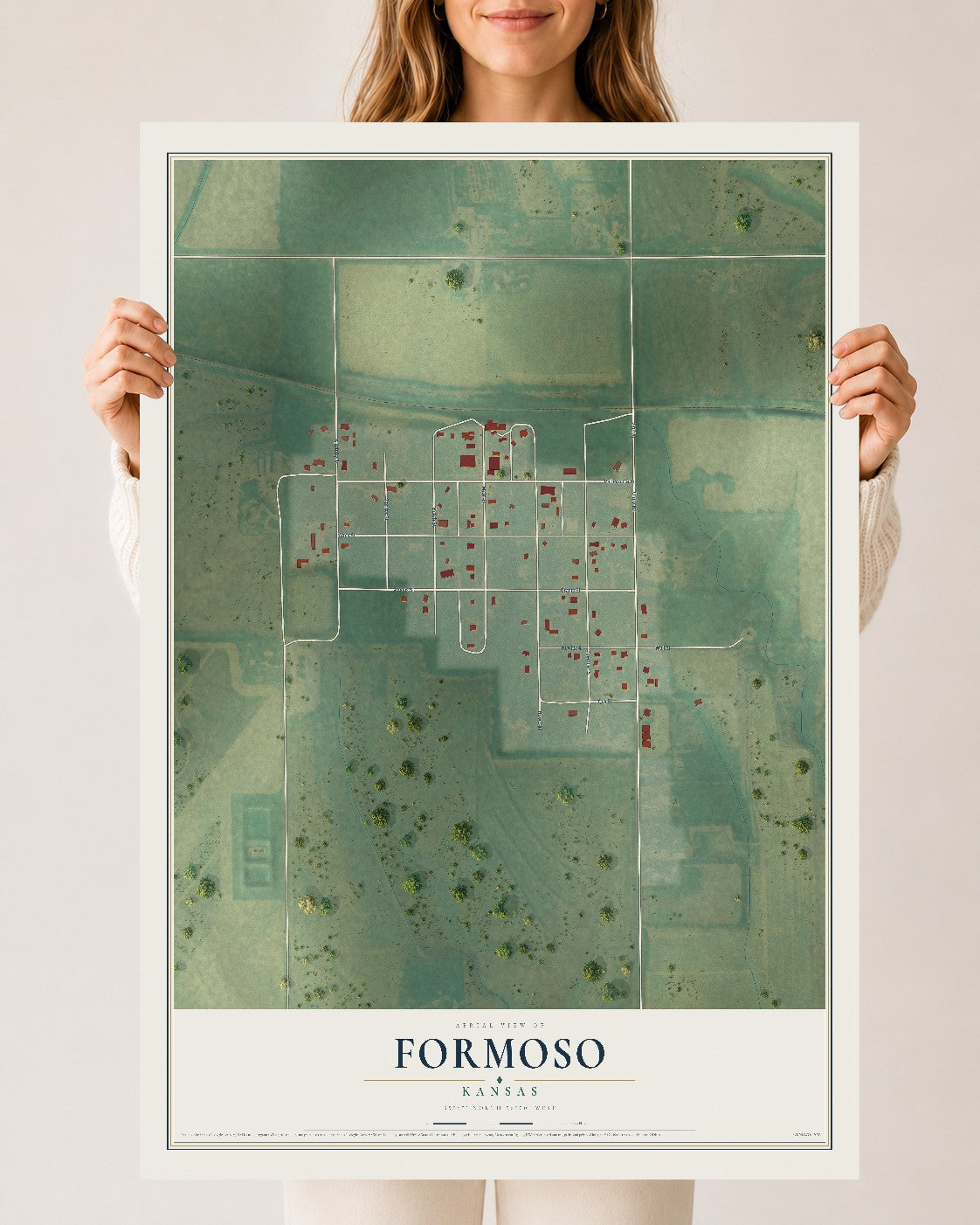 Map of Formoso, Kansas, 24 x 36 inch unframed archival matte print