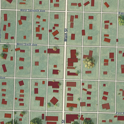 Close-up of the map of Fowler, Kansas print showing street and building detail