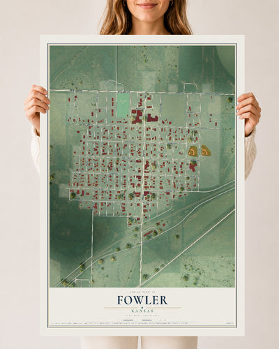 Map of Fowler, Kansas, 24 x 36 inch unframed archival matte print