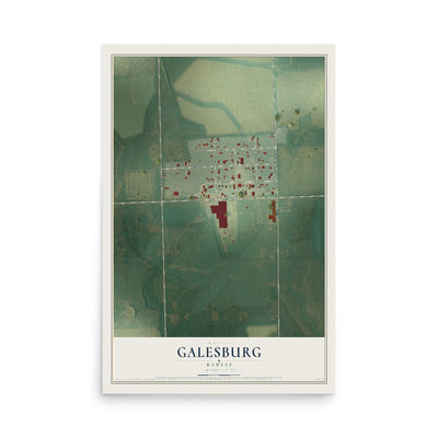 Map of Galesburg, Kansas, 12 x 18 inch unframed archival matte print