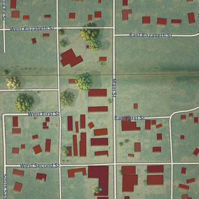 Close-up of the map of Galva, Kansas print showing street and building detail