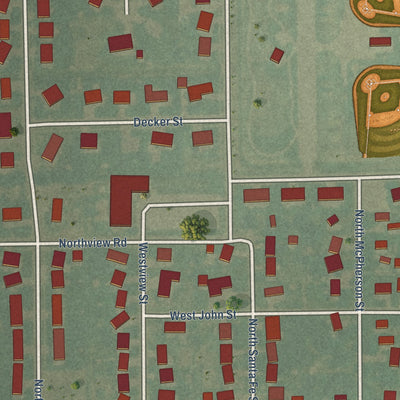 Second close-up of the map of Galva, Kansas print showing more streets and buildings