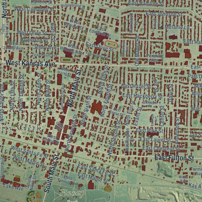 Close-up of the map of Garden City, Kansas print showing street and building detail