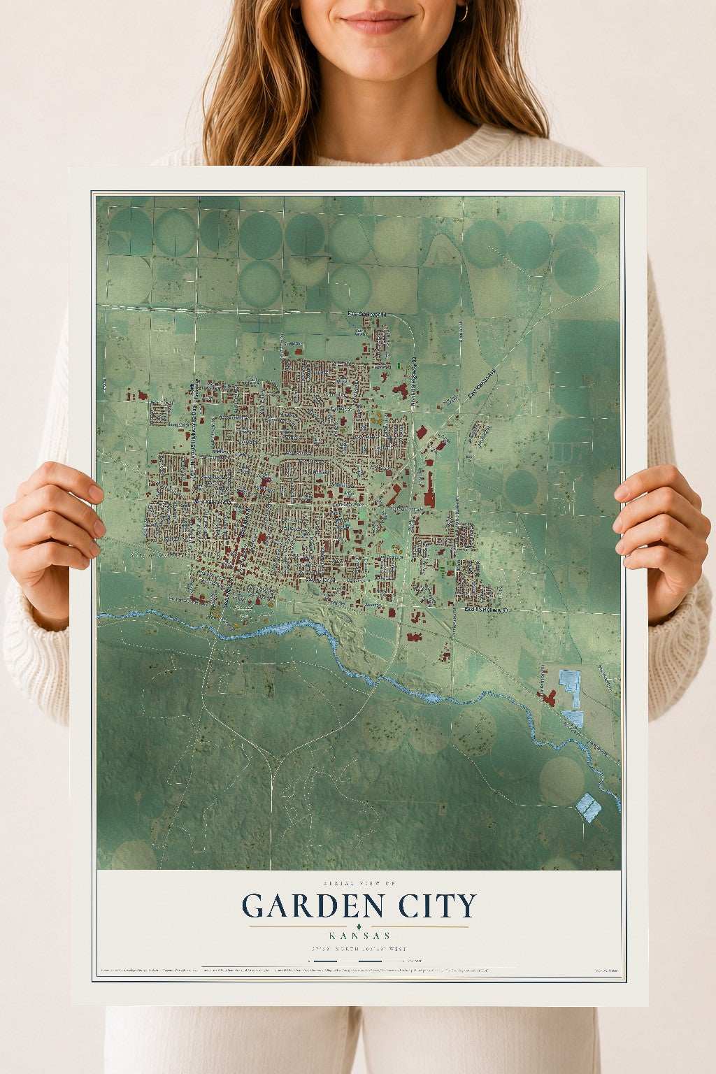 Map of Garden City, Kansas, 18 x 24 inch unframed archival matte print